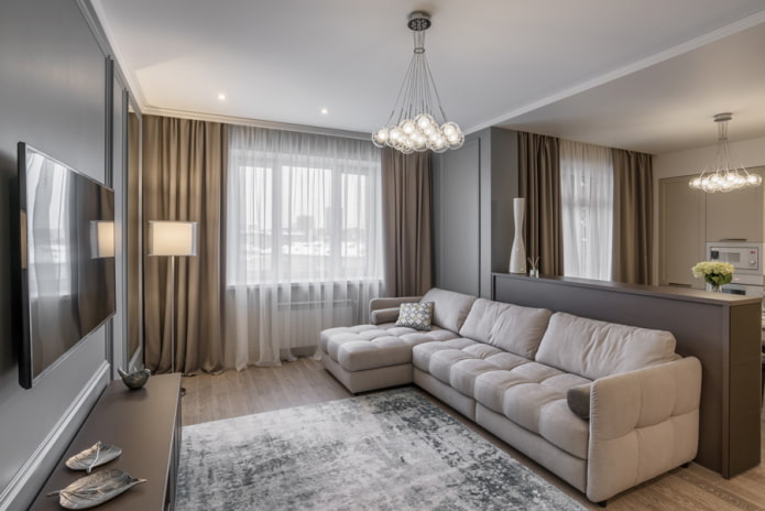 Innenraum einer Vierzimmerwohnung von 100 Quadratmetern