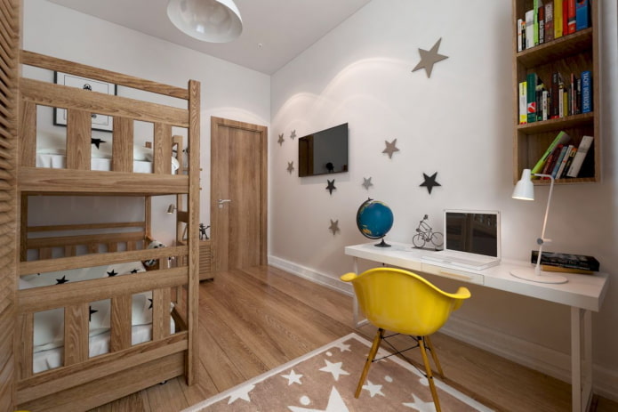 Entwurf eines Kinderzimmers im Inneren einer 100 Quadratmeter großen Wohnung