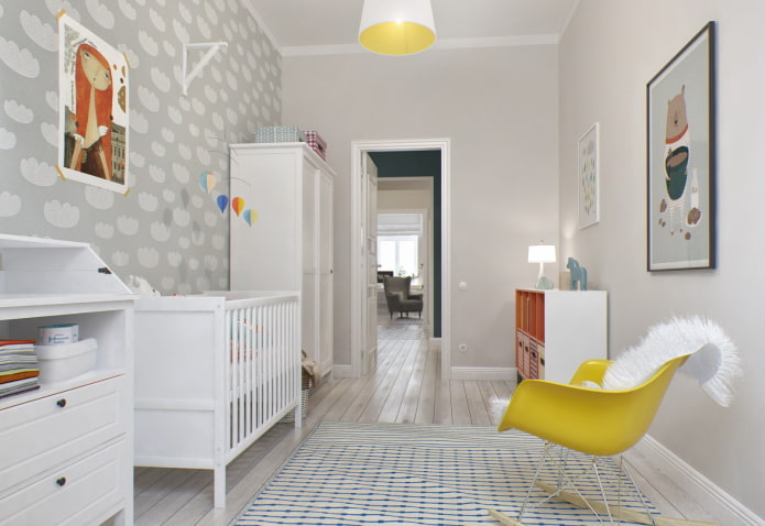 Entwurf eines Kinderzimmers im Inneren einer 100 Quadratmeter großen Wohnung