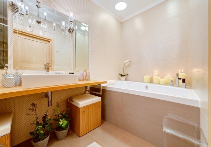 Badezimmerdesign im Inneren einer Wohnung von 100 Quadratmetern