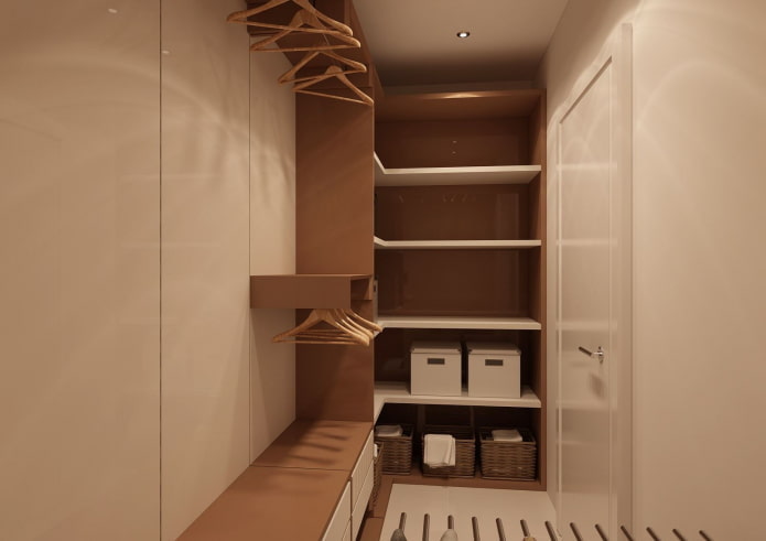 Ankleidezimmerdesign im Inneren einer 100 Quadratmeter großen Wohnung