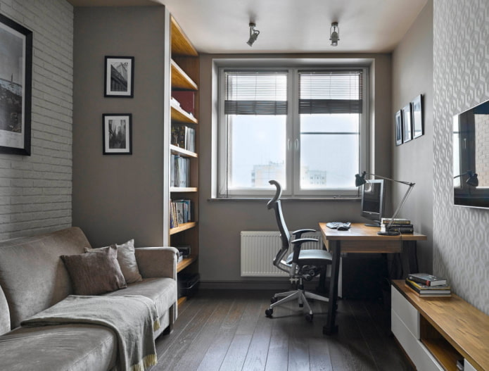 Bürogestaltung im Inneren einer Wohnung von 100 Quadratmetern