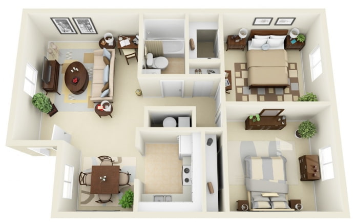 Grundriss einer Wohnung von 100 Quadratmetern