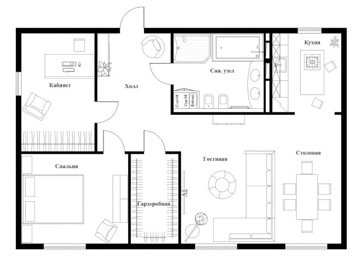 Grundriss einer 100 Quadratmeter großen Wohnung