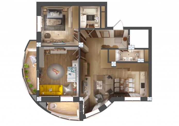 Wohnungsaufteilung 100 Quadratmeter