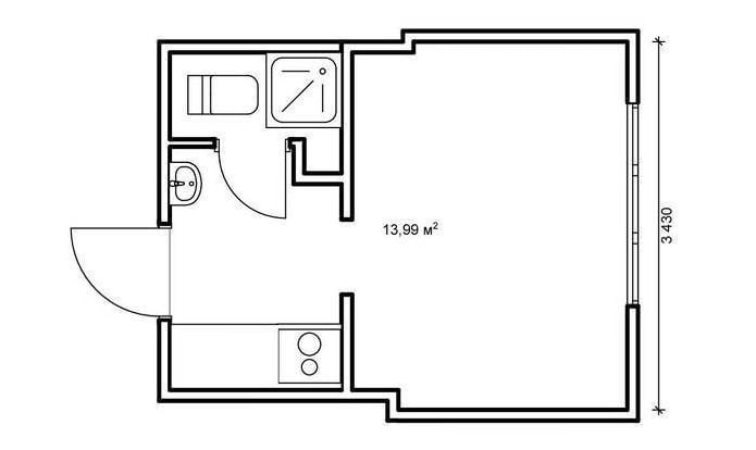 Foto des Grundrisses einer 14 m² großen Wohnung