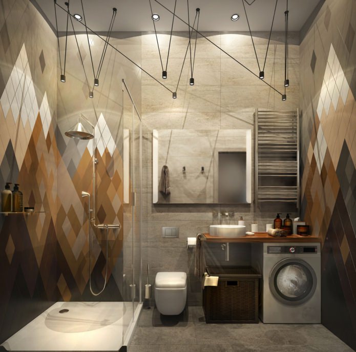 Badezimmer im Design einer kleinen Wohnung von 15 m².