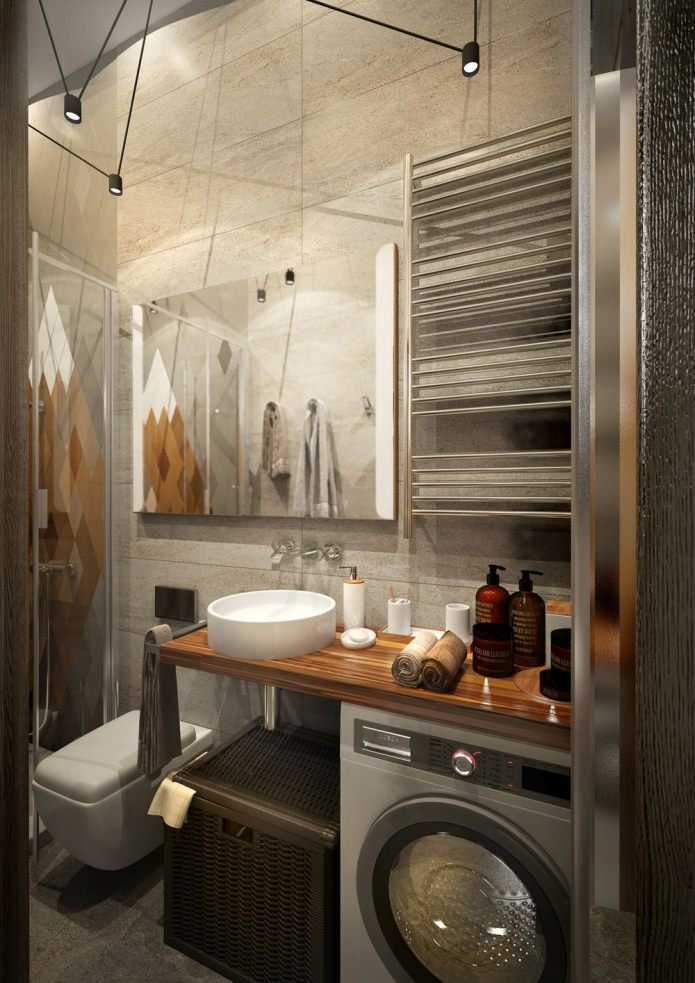 Badezimmer im Design einer kleinen Wohnung von 15 m².