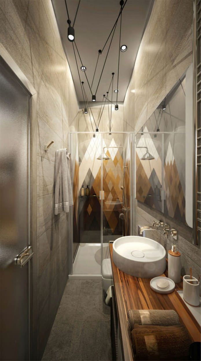 Badezimmer im Design einer kleinen Wohnung von 15 m².
