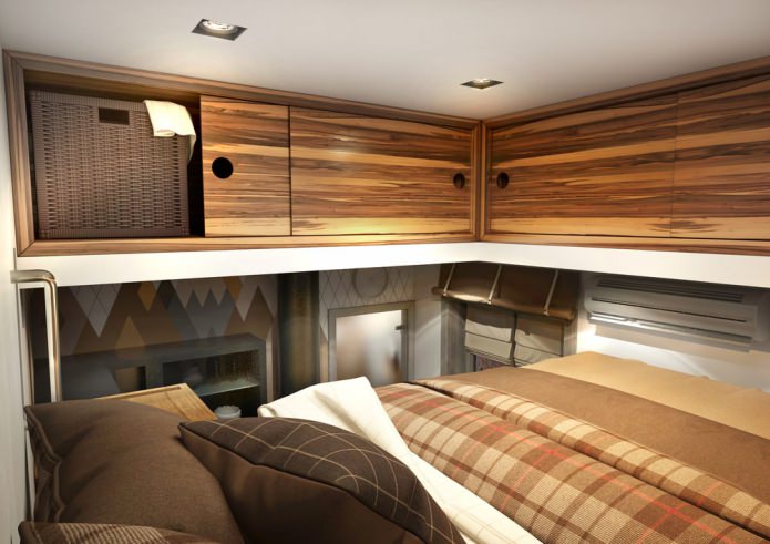 Schlafbereich im Design einer kleinen Wohnung von 15 m².