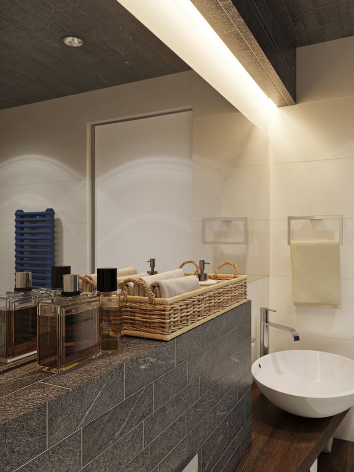 Entwurf eines Badezimmers in einem Studio-Apartment