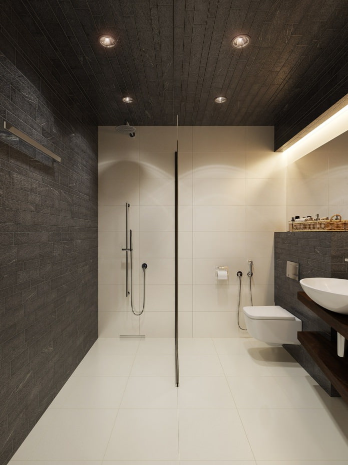 Design eines Badezimmers in einem Studio-Apartment