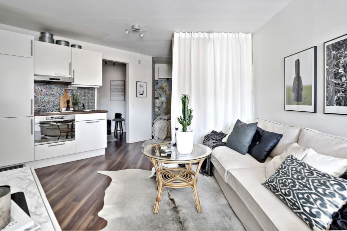 Innenraum eines Studio-Apartments von 35 Quadratmetern