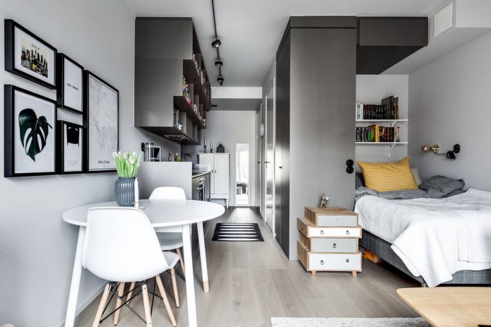 Innenansicht eines Studio-Apartments von 35 Quadratmetern
