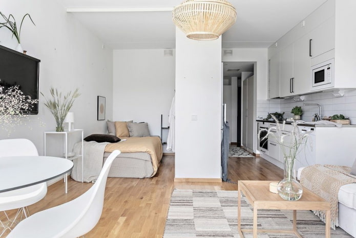 35 Quadratmeter große Wohnung im skandinavischen Stil