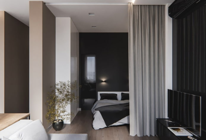 Zoneneinteilung im Inneren einer 35 Quadratmeter großen Wohnung