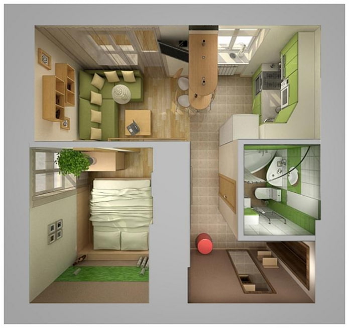 Grundriss einer Wohnung von 35 m².