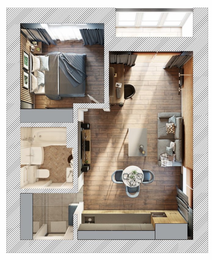 Wohnungsgrundriss 35 m²