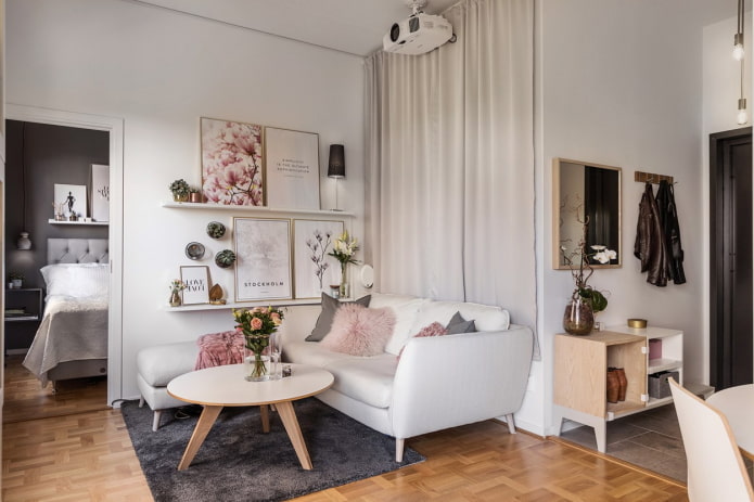Wohnzimmereinrichtung in einer 36 Quadratmeter großen Wohnung