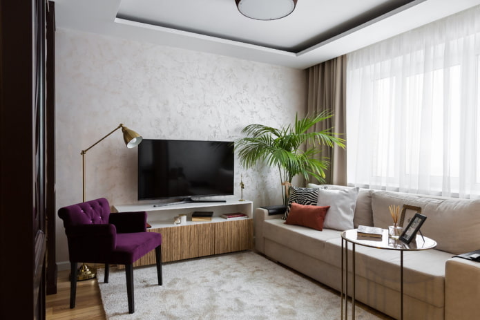 Wohnzimmereinrichtung in einer 36 Quadratmeter großen Wohnung