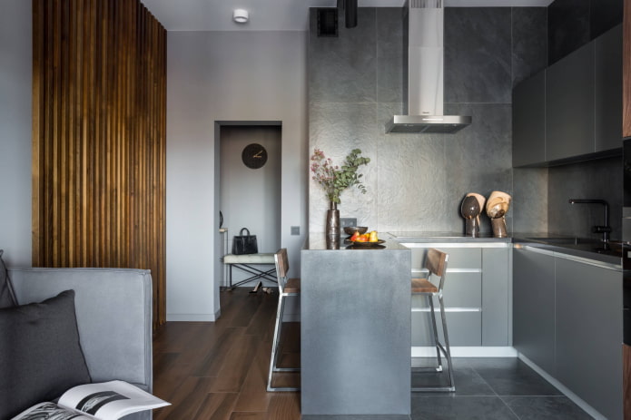 Küchendesign in einer Zweizimmerwohnung im europäischen Stil