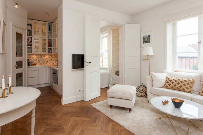 Zweizimmerwohnung im europäischen Stil mit separatem Schlafzimmer
