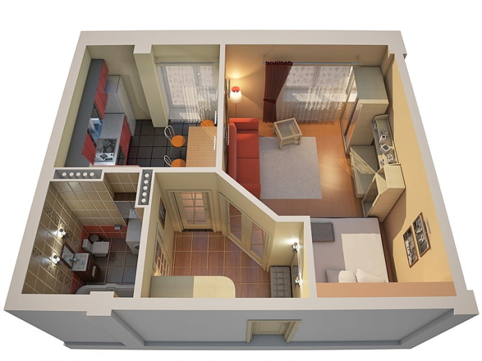 Grundriss einer Wohnung mit 40 Quadratmetern
