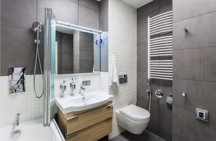 Badezimmergestaltung im Inneren einer 40 Quadratmeter großen Wohnung