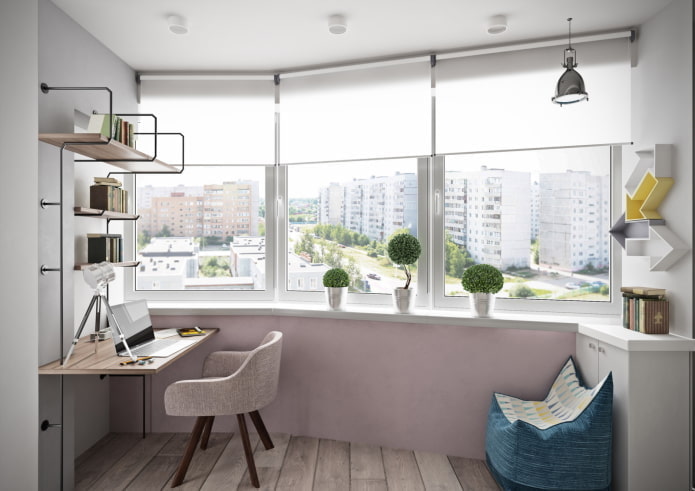 Bürodesign im Inneren einer 40 Quadratmeter großen Wohnung
