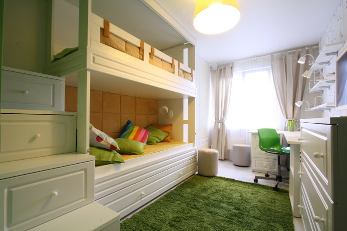 Kinderzimmergestaltung im Inneren einer 40 Quadratmeter großen Wohnung