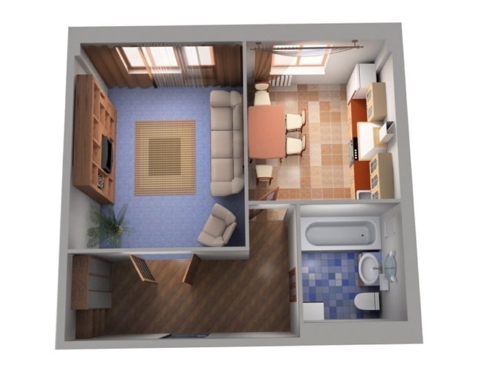 Grundriss einer 40 Quadratmeter großen Wohnung