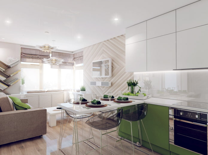 Wohnküche im Apartmentdesign
