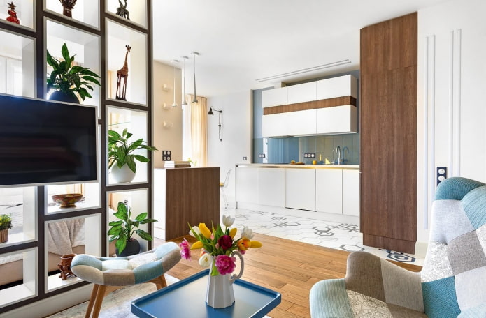 Küche und Wohnzimmer