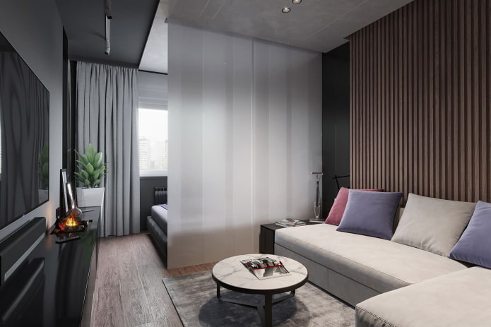 Innenansicht einer Einzimmerwohnung von 45 Quadratmetern