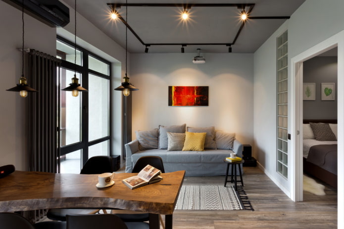 Innenarchitektur einer 45 Quadratmeter großen Wohnung