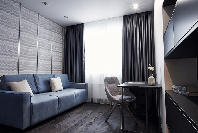 Bürodesign im Inneren einer 45 Quadratmeter großen Wohnung