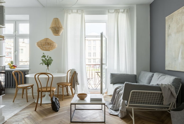 Innenarchitektur einer 45 Quadratmeter großen Wohnung