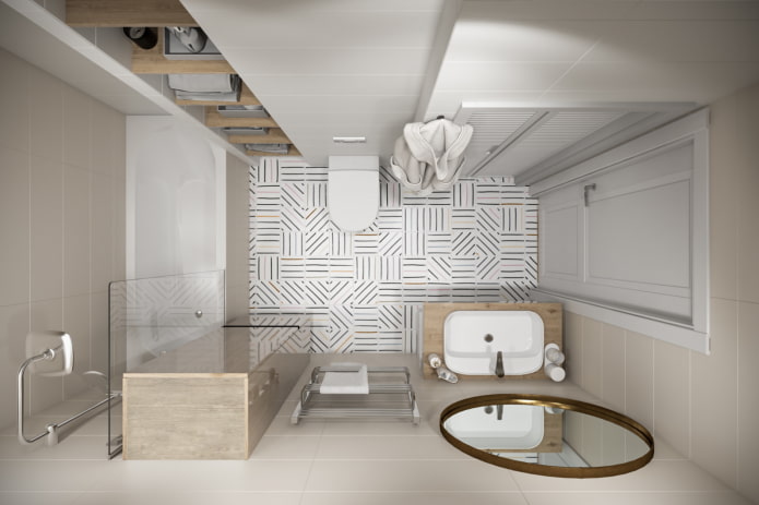 Badezimmerdesign im Inneren einer 45 Quadratmeter großen Wohnung