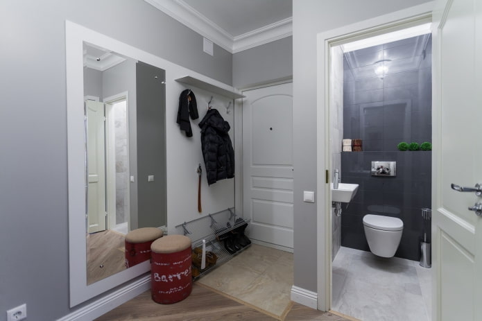 Flurgestaltung im Inneren einer 45 Quadratmeter großen Wohnung