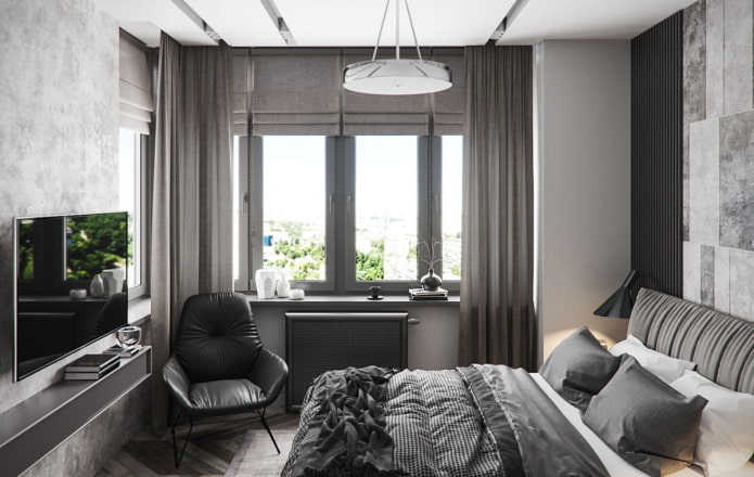 Schlafzimmerdesign im Inneren einer 45 Quadratmeter großen Wohnung
