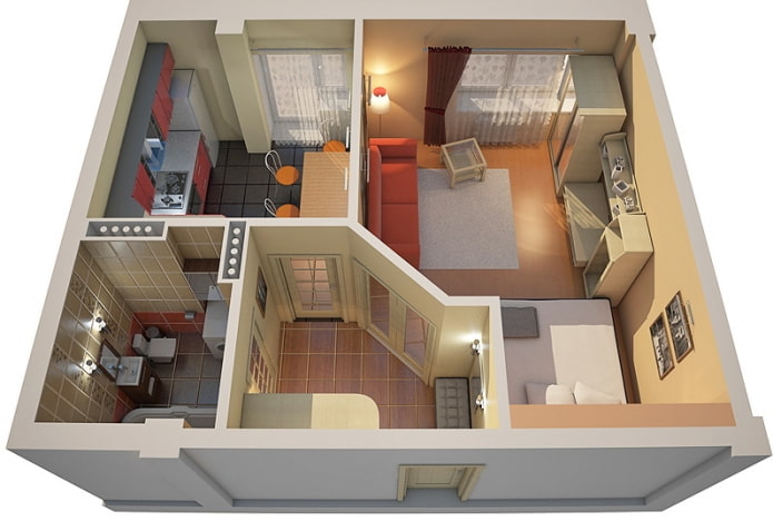 Wohnungsgrundriss 45 m².