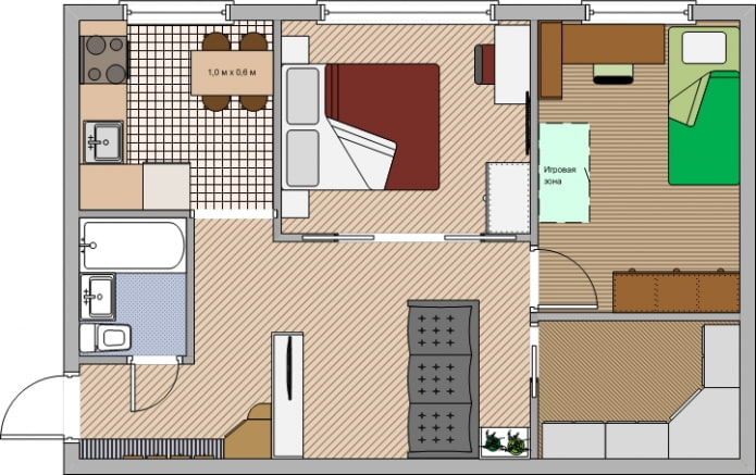 Wohnungsgrundriss 45 m².