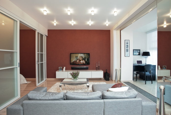 Innenraum einer Einzimmerwohnung von 50 Quadratmetern