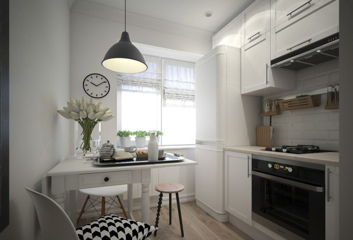 Kücheninterieur in einer 50 Quadratmeter großen Wohnung