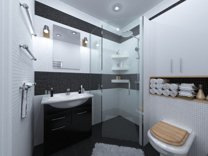 Badezimmereinrichtung in einer 50 Quadratmeter großen Wohnung