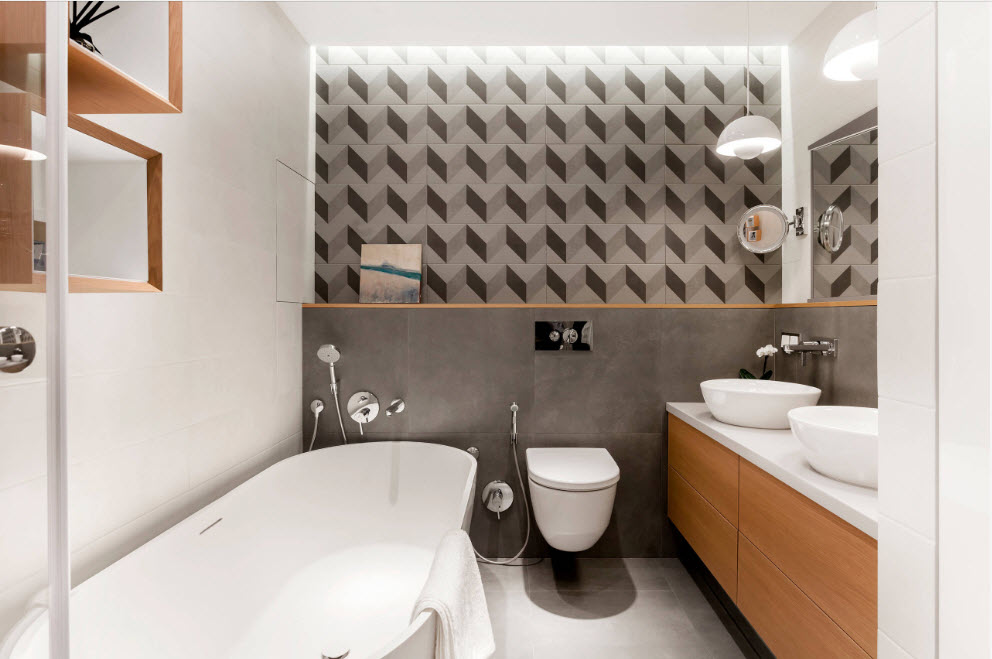 Badezimmereinrichtung in einer 50 Quadratmeter großen Wohnung