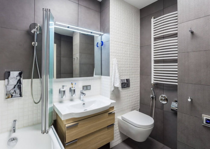 Badezimmereinrichtung in einer 50 Quadratmeter großen Wohnung
