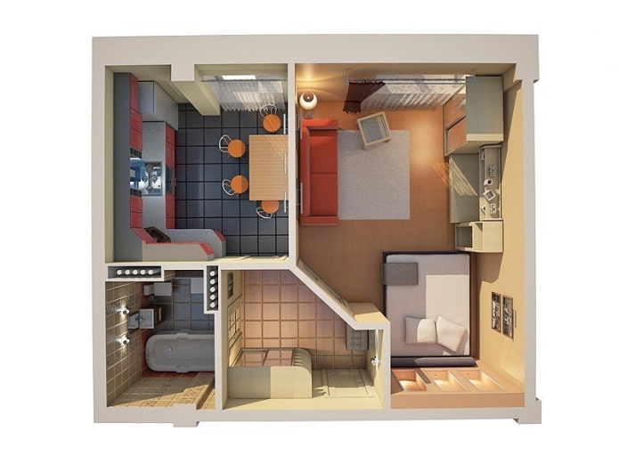 Grundriss einer 50 Quadratmeter großen Wohnung