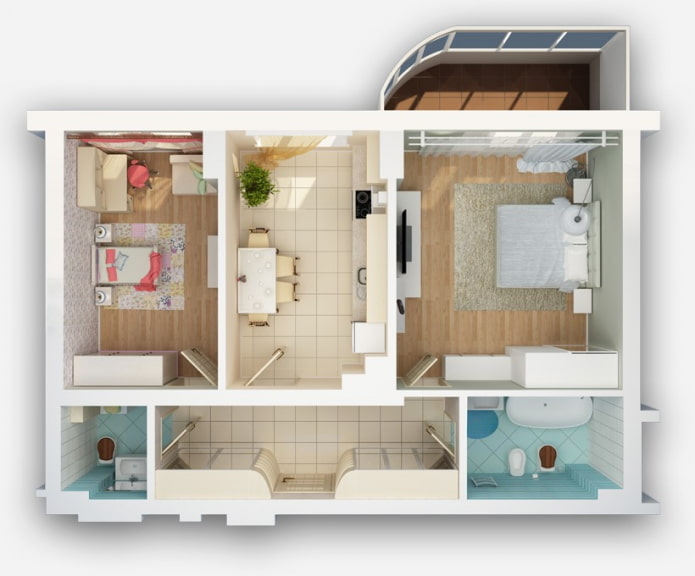 Grundriss einer 50 Quadratmeter großen Wohnung