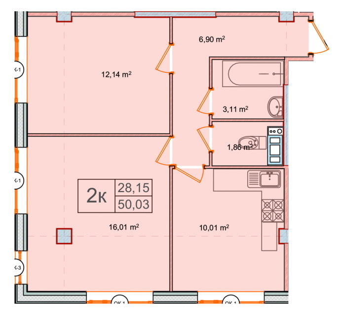 Wohnungsaufteilung 50 Quadratmeter